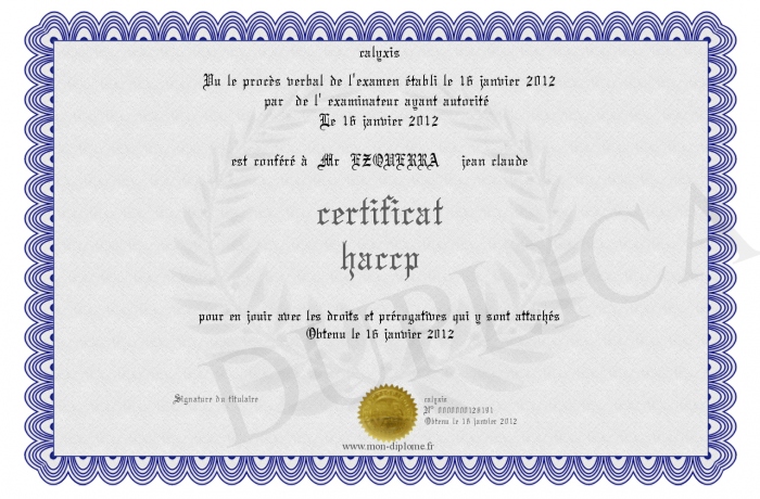 diplome haccp